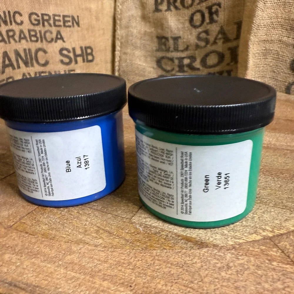 Speedball Screen Printing Ink 4oz Blue Green NEW  Lot 2